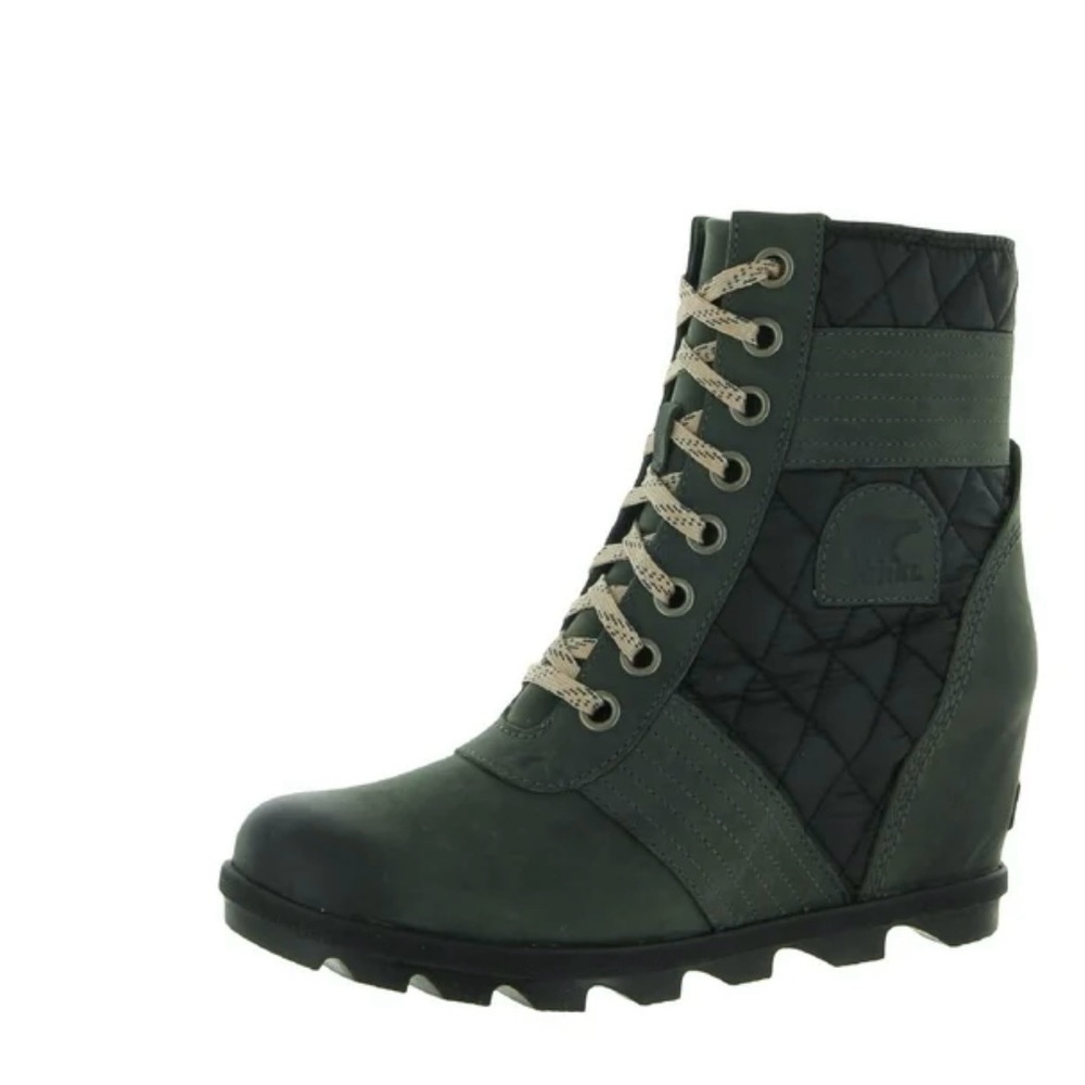 Sorel Women’s Lexie Wedge Boots Size 10 Dark Slate Leather Quilted NL3375-026